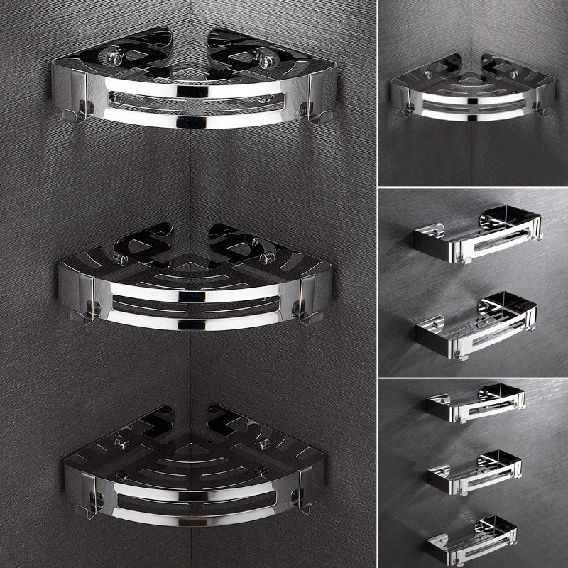 Bathroom corner shelf for toilet accessories