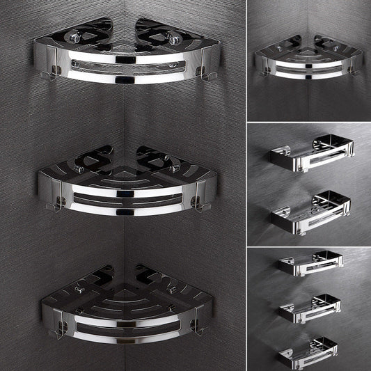 Bathroom corner shelf for toilet accessories