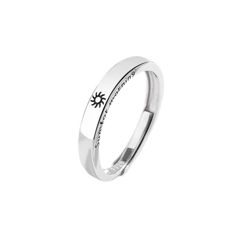 Men's And Women's Sterling Silver Sun Moon Star Couple Rings