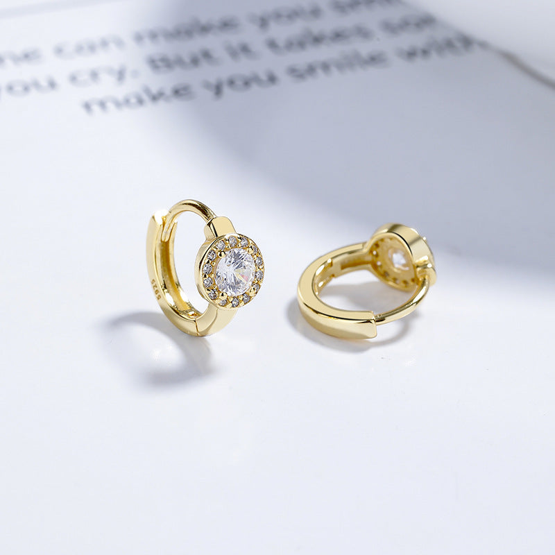 925 Sterling Silver Square Round Full Diamond Earrings Women