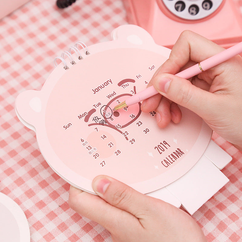 Lovely Happy Pig Desktop Calendar DIY Table Calendars Daily Schedule Planner