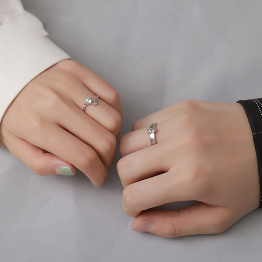 Male And Female Astronauts Silver Plated Rings