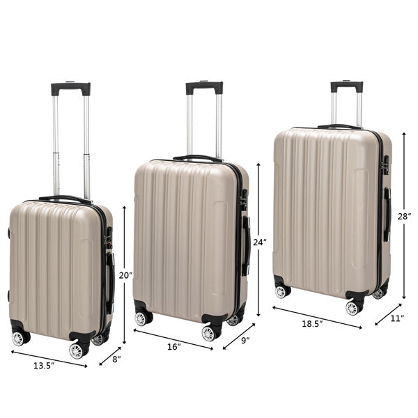Vertical Pattern Three In One Handle Universal Wheel Pull Rod Box, 20in, 24in, 28in ABS Aluminum Alloy Pull Rod