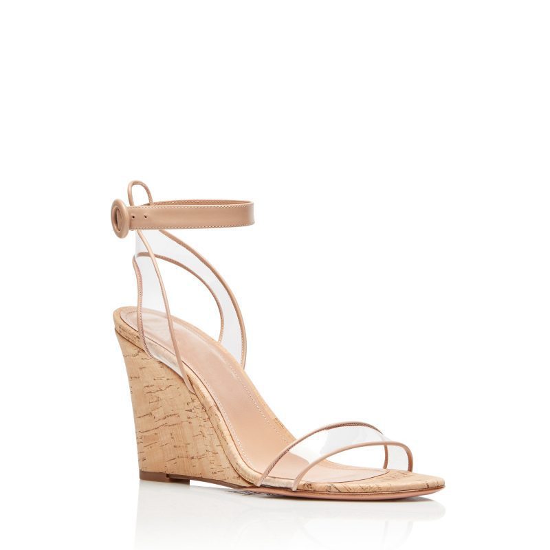 Sandales tendance en PVC à semelles compensées en bois pour femmes