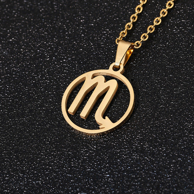 Collier en acier inoxydable plaqué sous vide avec 12 constellations