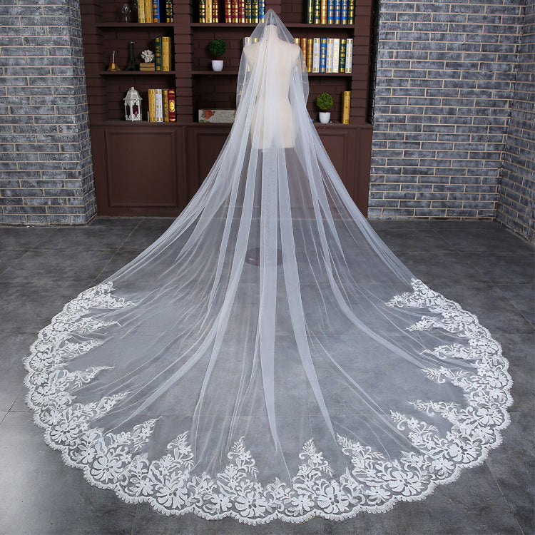 Bridal Veil Lace 3 Meters Long Tail Veil Soft Yarn Long Veil