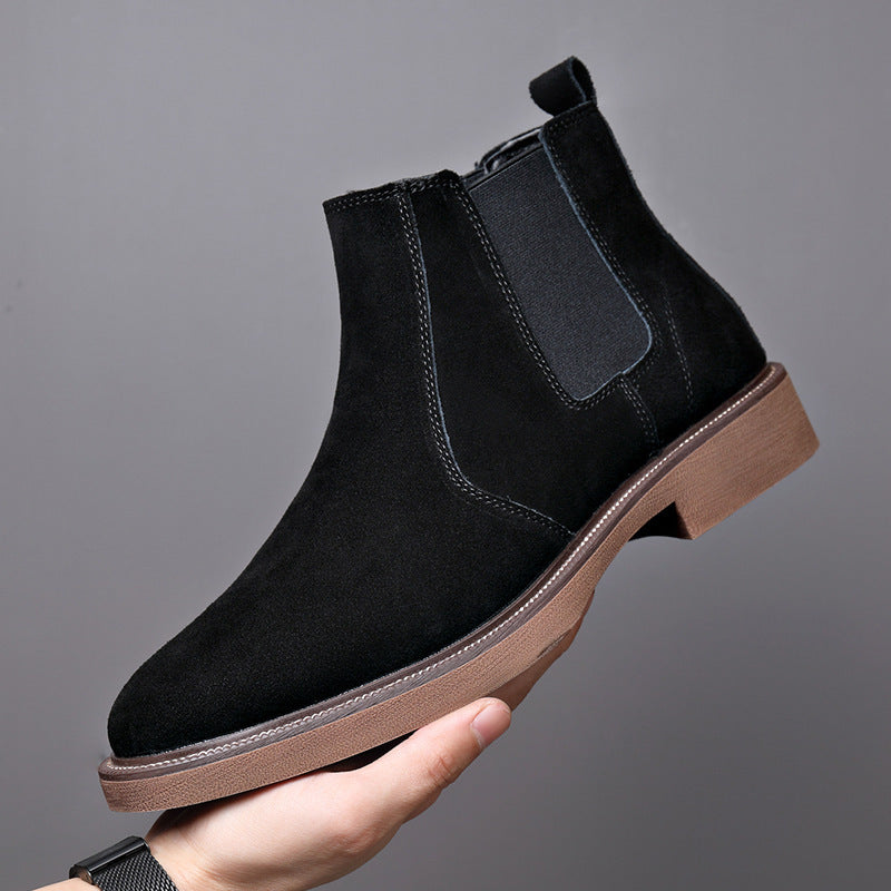 Bottines pointues en daim et polaire pour homme, nouvelle collection automne-hiver