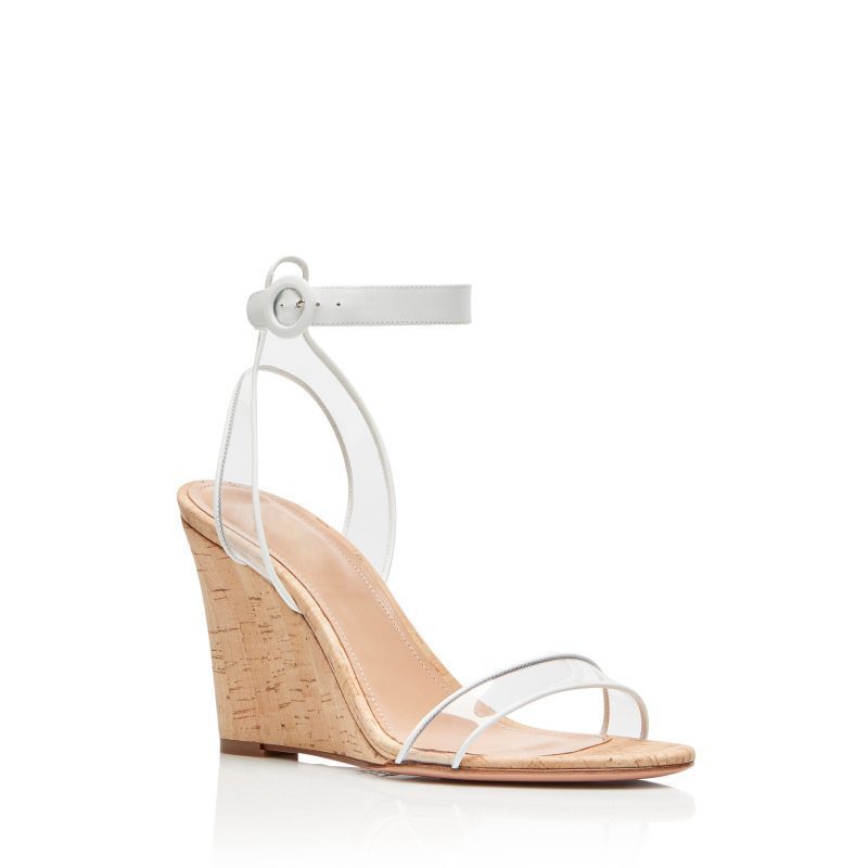Sandales tendance en PVC à semelles compensées en bois pour femmes