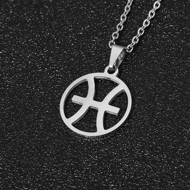 Collier en acier inoxydable plaqué sous vide avec 12 constellations