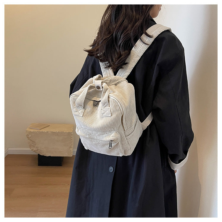 Sac à dos en velours côtelé assorti au quotidien pour femme