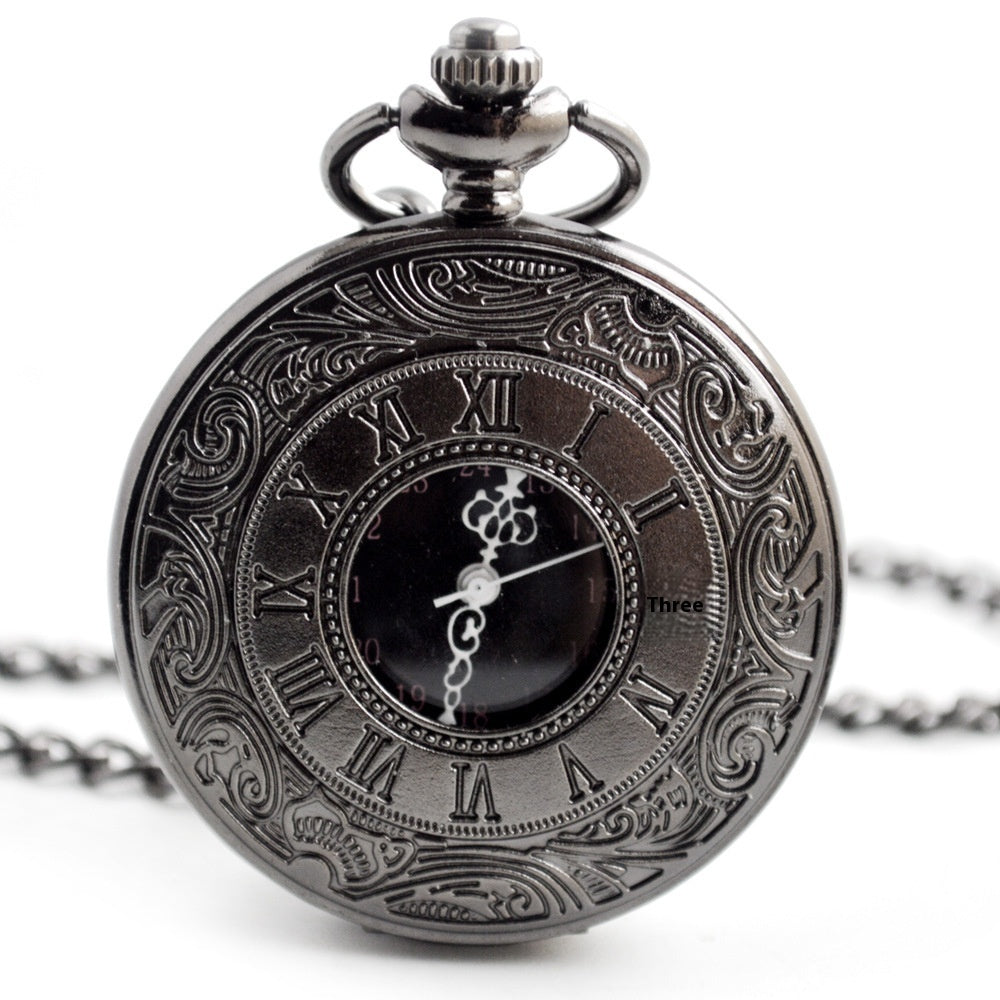 Quartz Pocket Watch Retro Roman Style Hollow-out