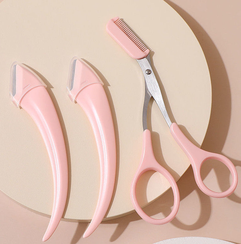 Couteau à sourcils avec peigne incurvé en forme de lune, petit accessoire de beauté