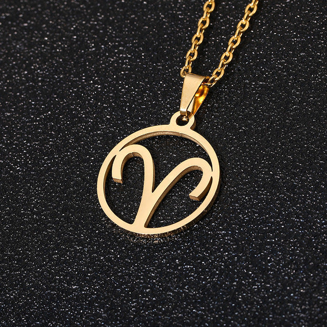Collier en acier inoxydable plaqué sous vide avec 12 constellations