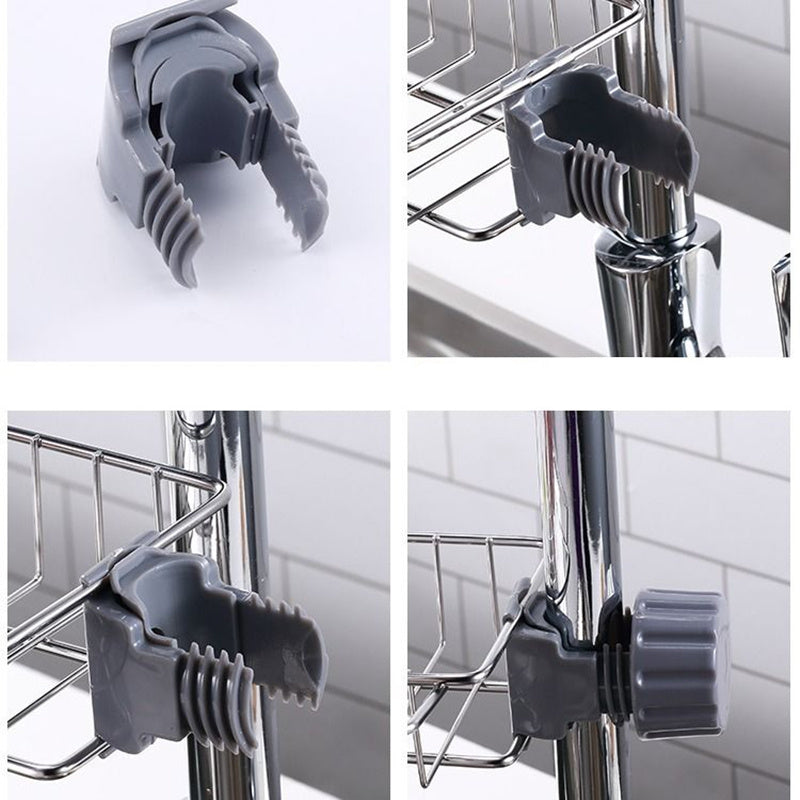 Égouttoir d'évier réglable, support de rangement pour éponge, support de robinet, égouttoir à savon, étagère, panier, organisateur, accessoires de cuisine et de salle de bain