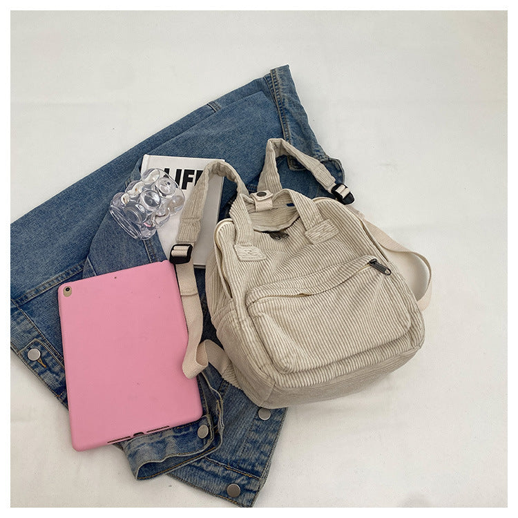 Sac à dos en velours côtelé assorti au quotidien pour femme