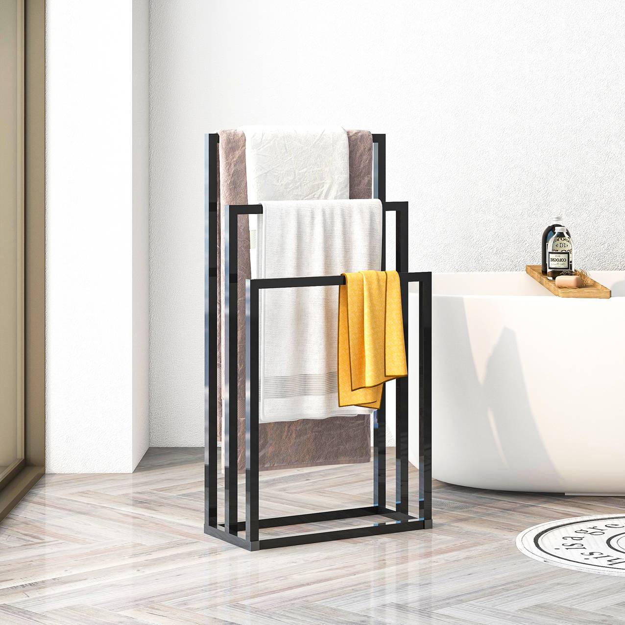 Metal 3-tier towel rack for bathroom storage
