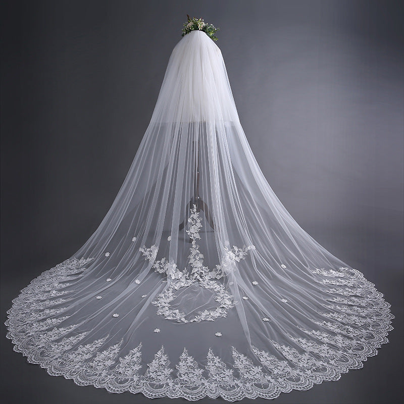 Big Tail Veil Wedding Dress Accessories Studio Photo