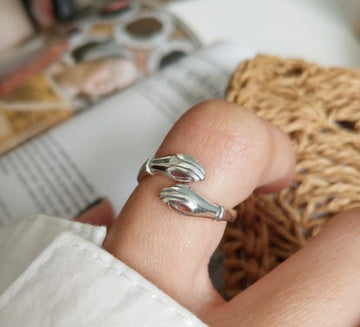 S925 Silver Personality Trend Designer Independent Design Finger Hug Rings