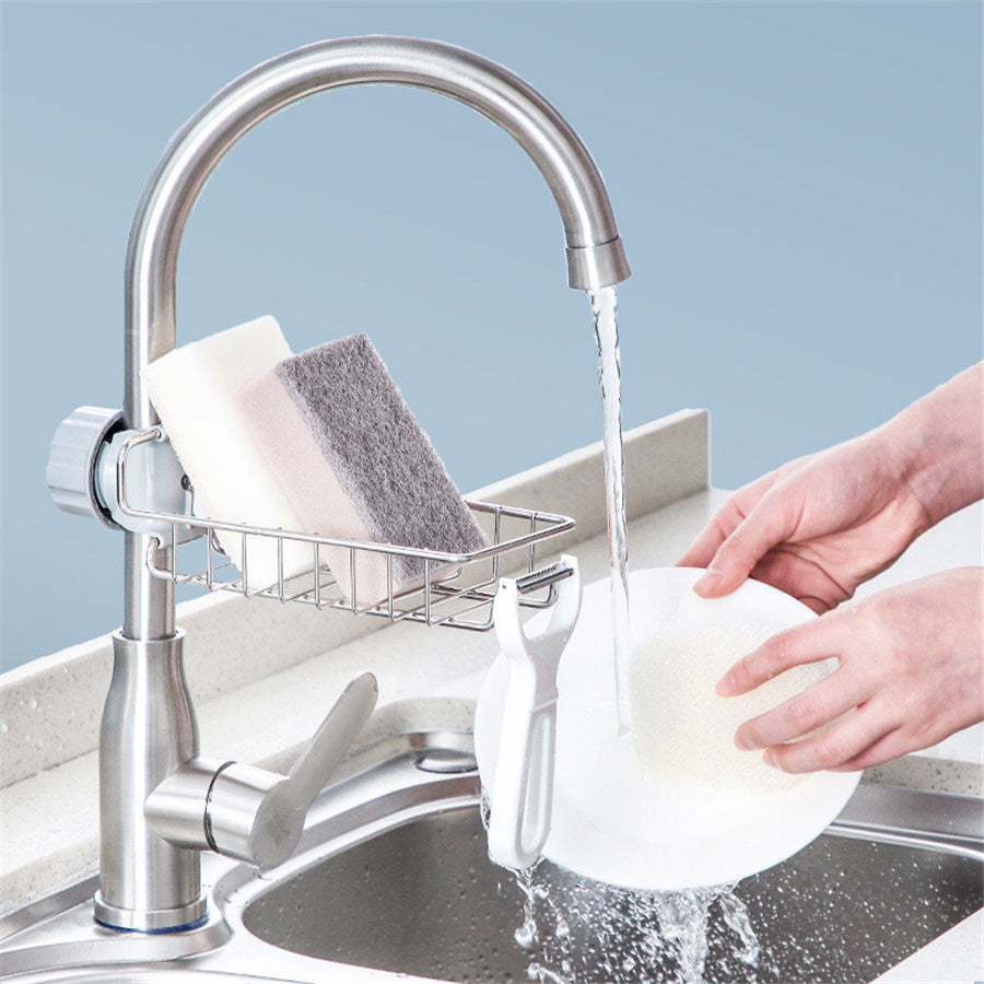 Égouttoir d'évier réglable, support de rangement pour éponge, support de robinet, égouttoir à savon, étagère, panier, organisateur, accessoires de cuisine et de salle de bain