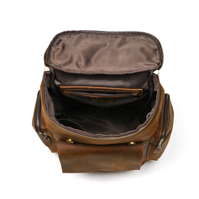 Sac à dos en cuir Crazy Horse Leather pour homme, première couche de cuir de vache