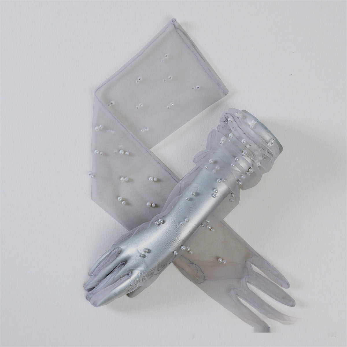 Summer Thin Bridal Pearl Mesh Gloves