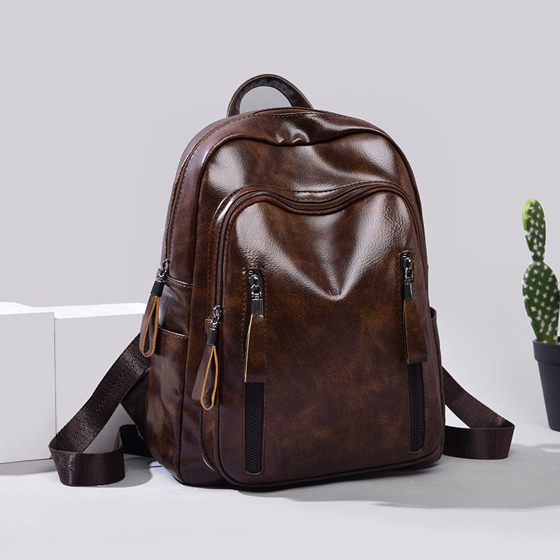 Soft Leather Fashion Ladies Backpack College Style