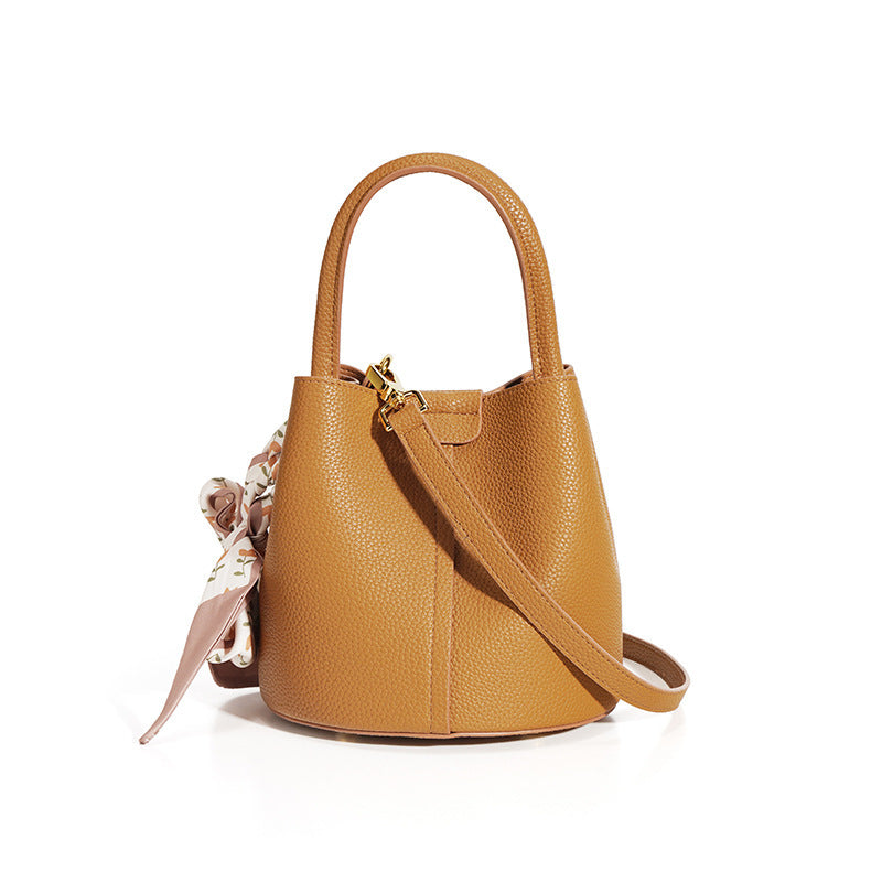 Sacs seau en cuir véritable à texture avancée pour femmes