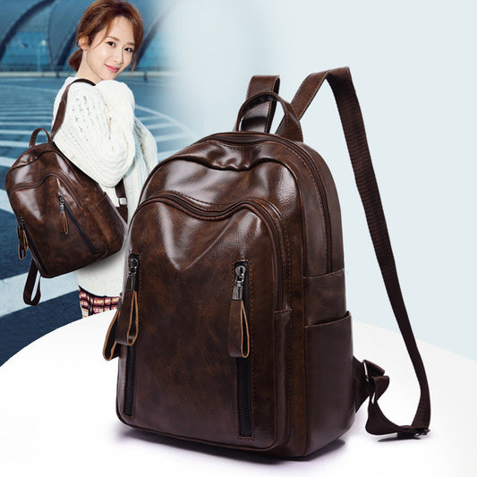 Soft Leather Fashion Ladies Backpack College Style
