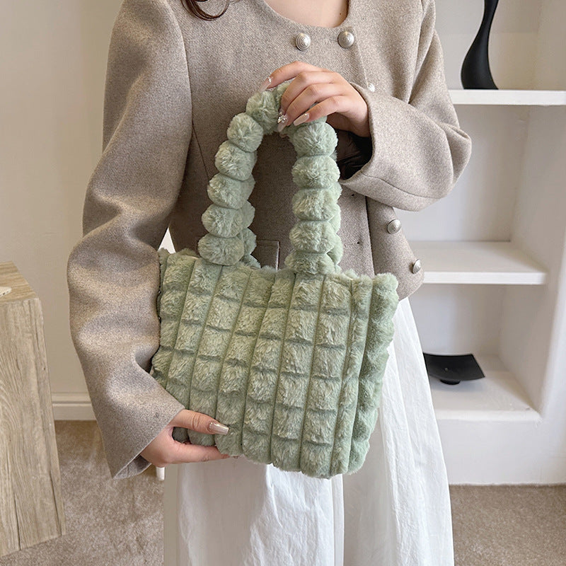 Sacs à main à carreaux, mode hiver, grande capacité, sac de shopping en peluche, style coréen, sacs fourre-tout de luxe personnalisés pour femmes