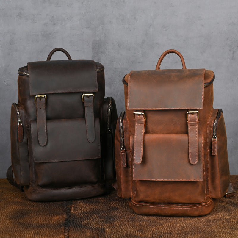 Sac à dos en cuir Crazy Horse Leather pour homme, première couche de cuir de vache