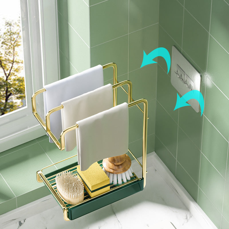 Multifunctional wall-mounted sponge holder and dish drainer rack