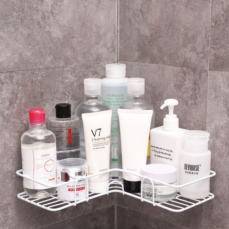 Bathroom corner shower shelf for storage