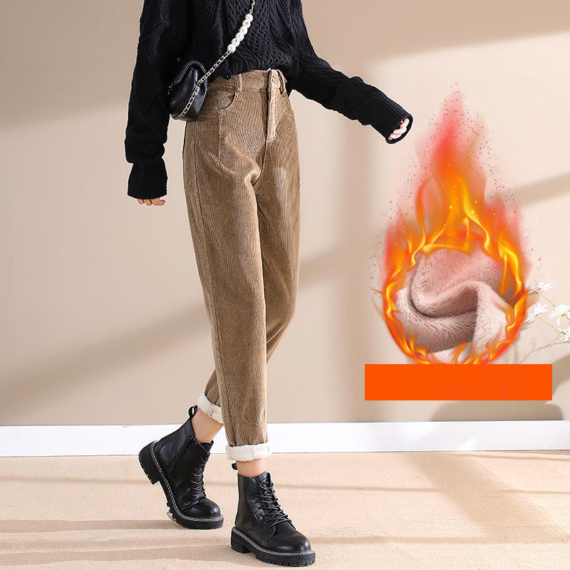 Women Pants Loose Corduroy Harem High Waist