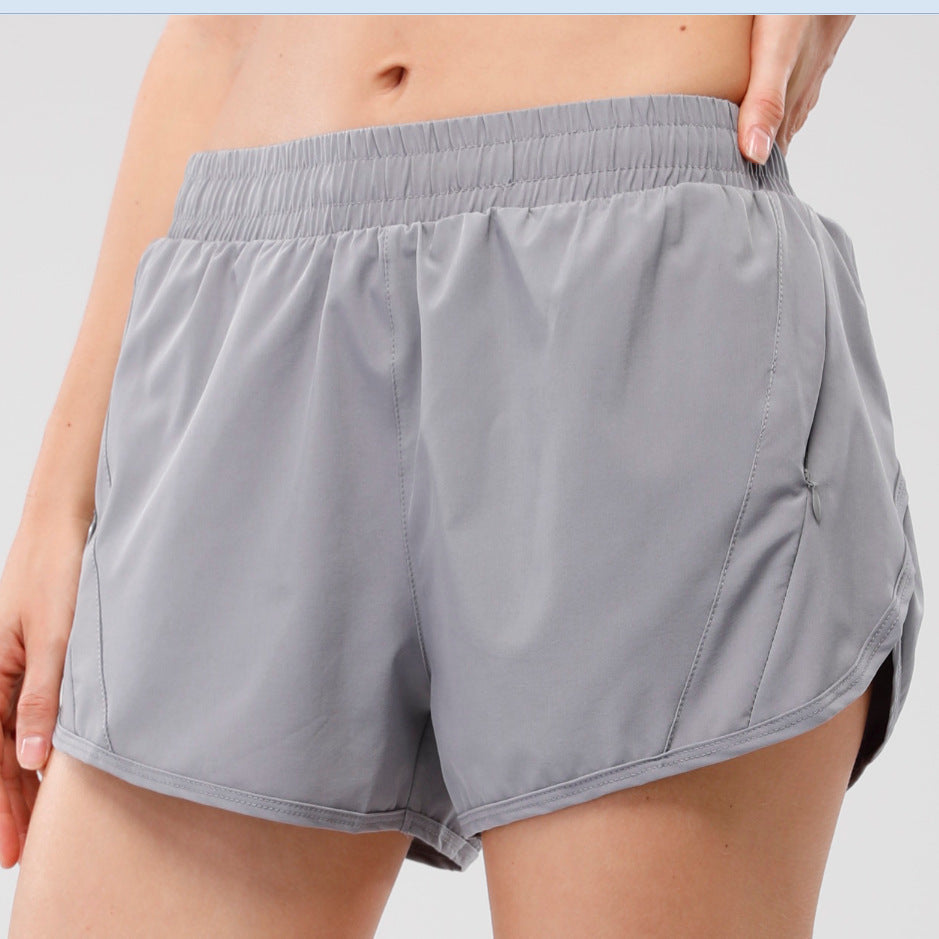 Short de sport d'été avec poches zippées, respirant, ample, anti-exposition, pour course à pied, fitness, vêtements pour femmes