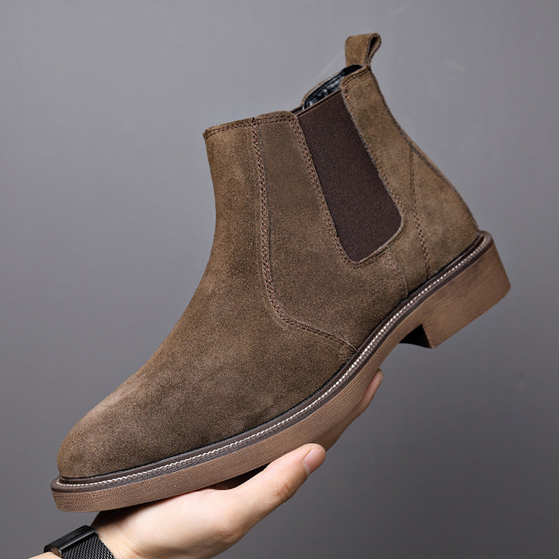 Bottines pointues en daim et polaire pour homme, nouvelle collection automne-hiver