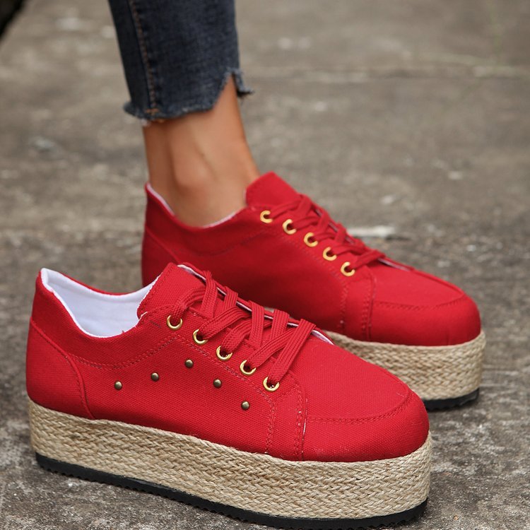 Chaussures à bout rond en tissu et caoutchouc, nouvelles chaussures européennes et américaines à lacets