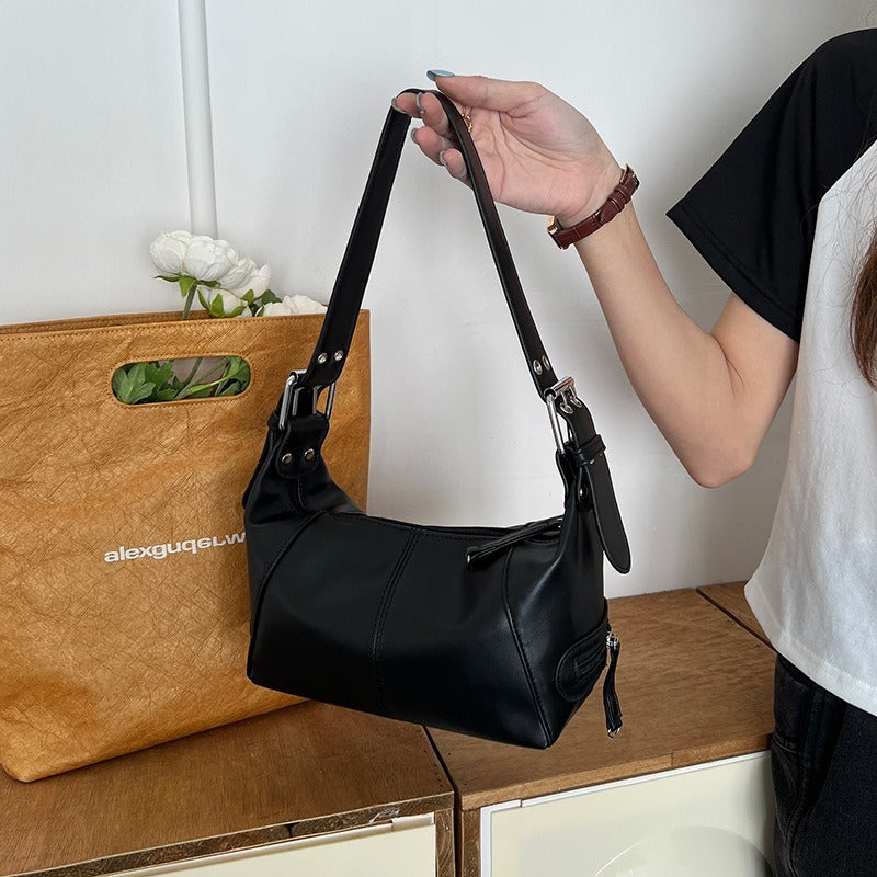 Sac à bandoulière rétro en cuir avec fermeture éclair