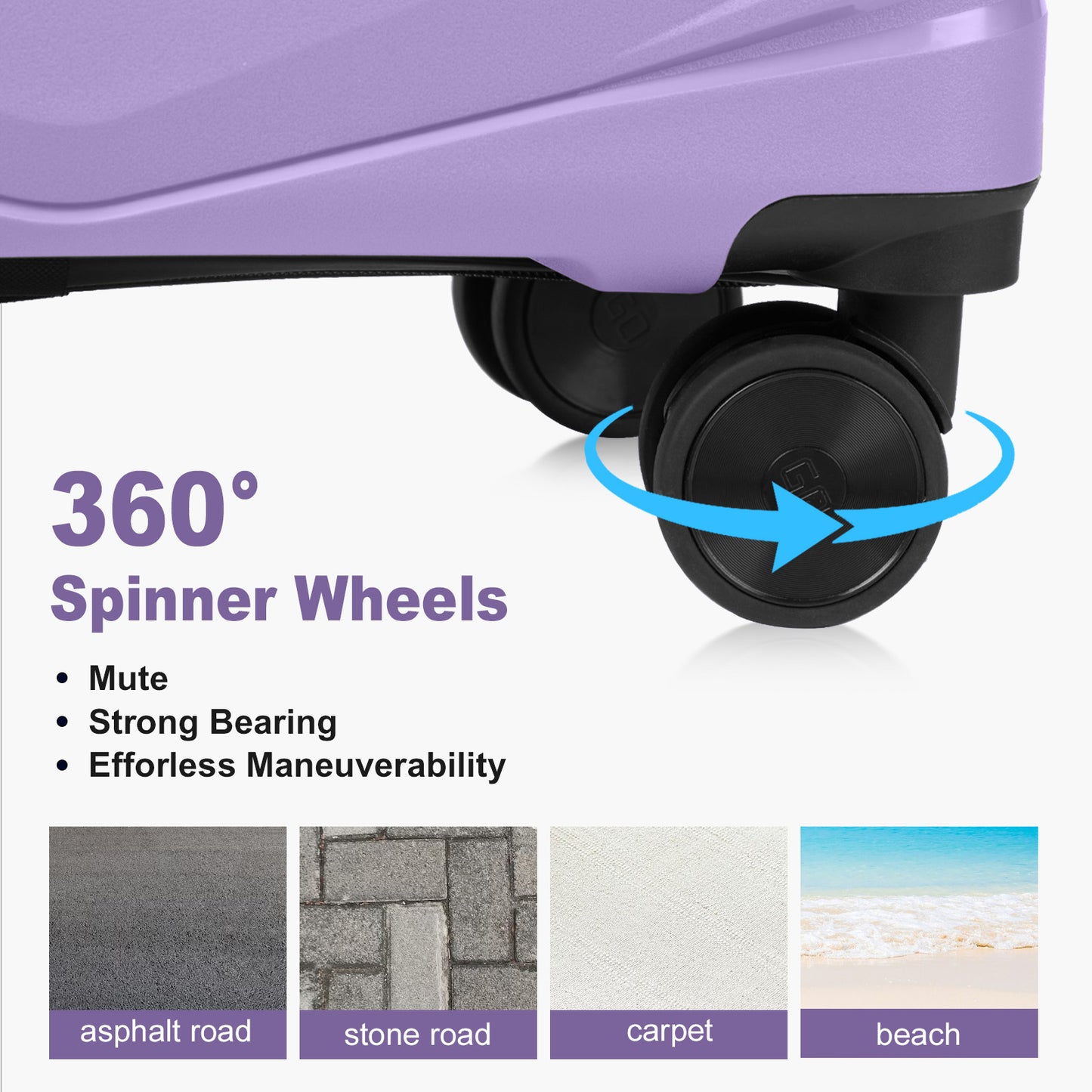 V-Striped 3-in-1, PP Trolley Case, 20in 24in 28in, Fashionable Colour - Taro Purple