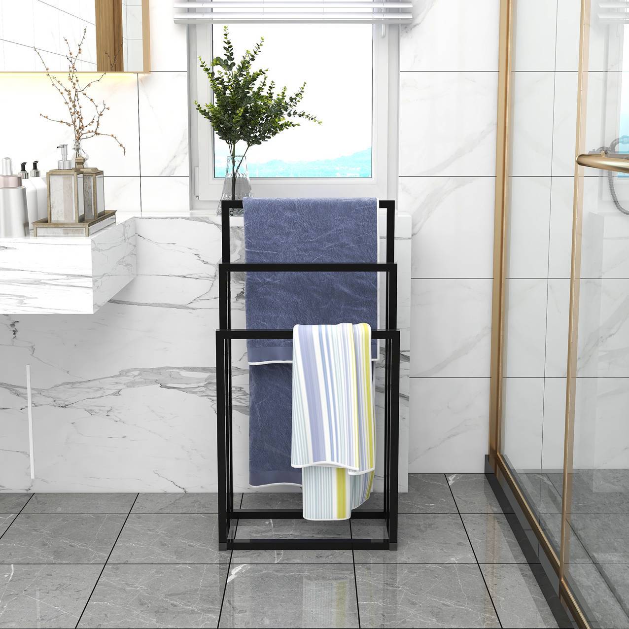 Metal 3-tier towel rack for bathroom storage