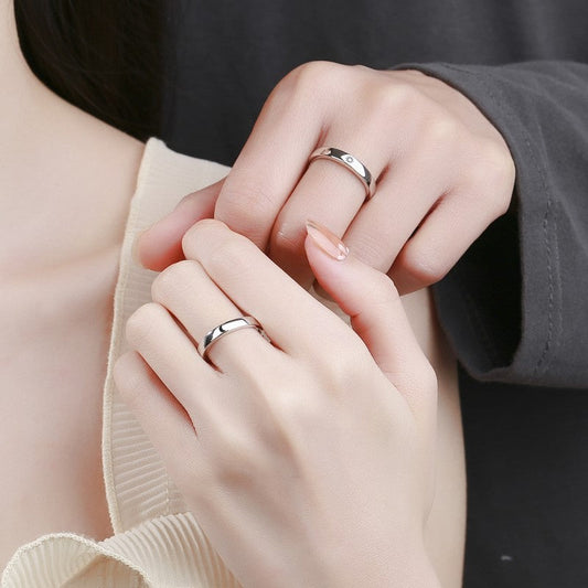 Men's And Women's Sterling Silver Sun Moon Star Couple Rings