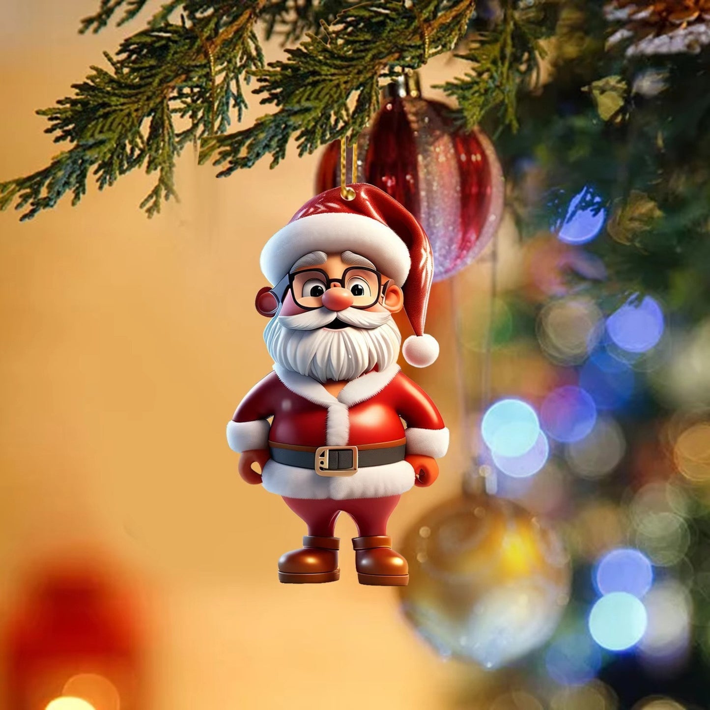 Acrylic Santa Claus Festival Atmosphere Decorations Pendant