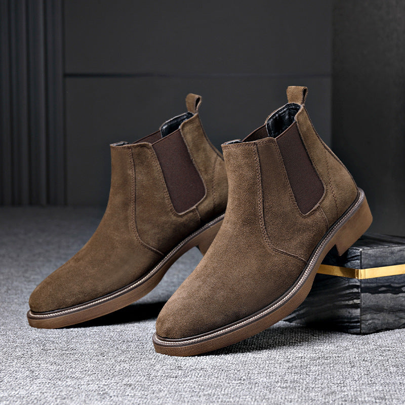 Bottines pointues en daim et polaire pour homme, nouvelle collection automne-hiver