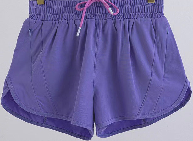 Short de sport d'été avec poches zippées, respirant, ample, anti-exposition, pour course à pied, fitness, vêtements pour femmes