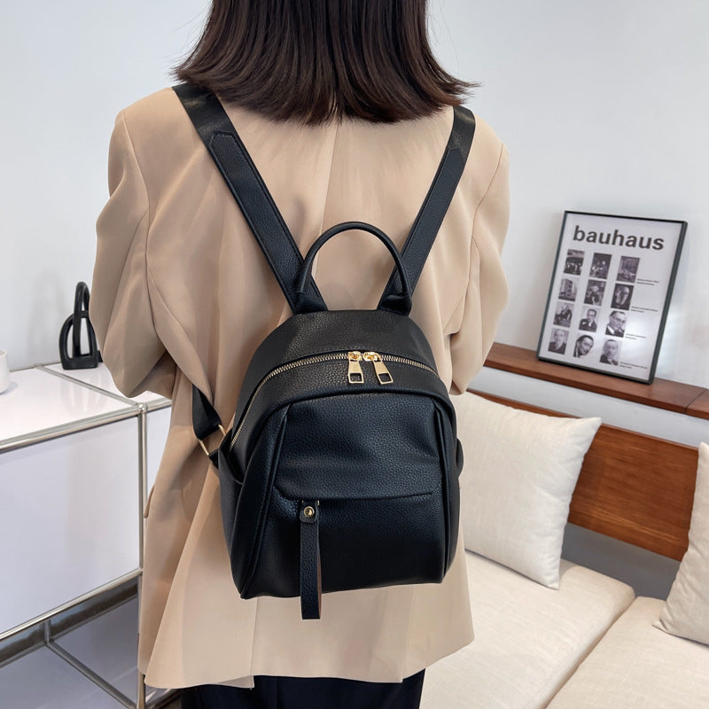Sac à dos tendance en PU souple pour femme, petit, mignon, cartable pour étudiante