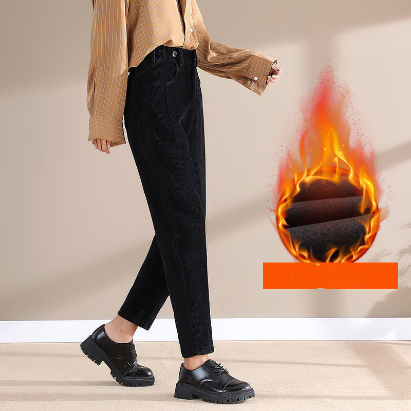 Women Pants Loose Corduroy Harem High Waist
