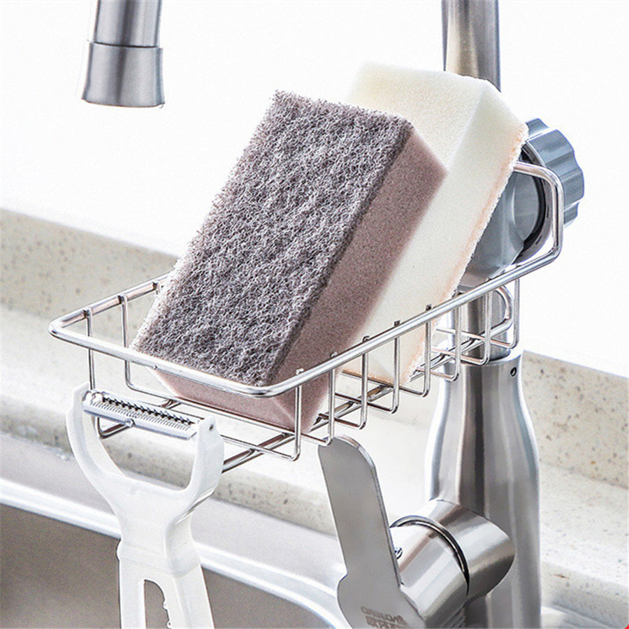 Égouttoir d'évier réglable, support de rangement pour éponge, support de robinet, égouttoir à savon, étagère, panier, organisateur, accessoires de cuisine et de salle de bain