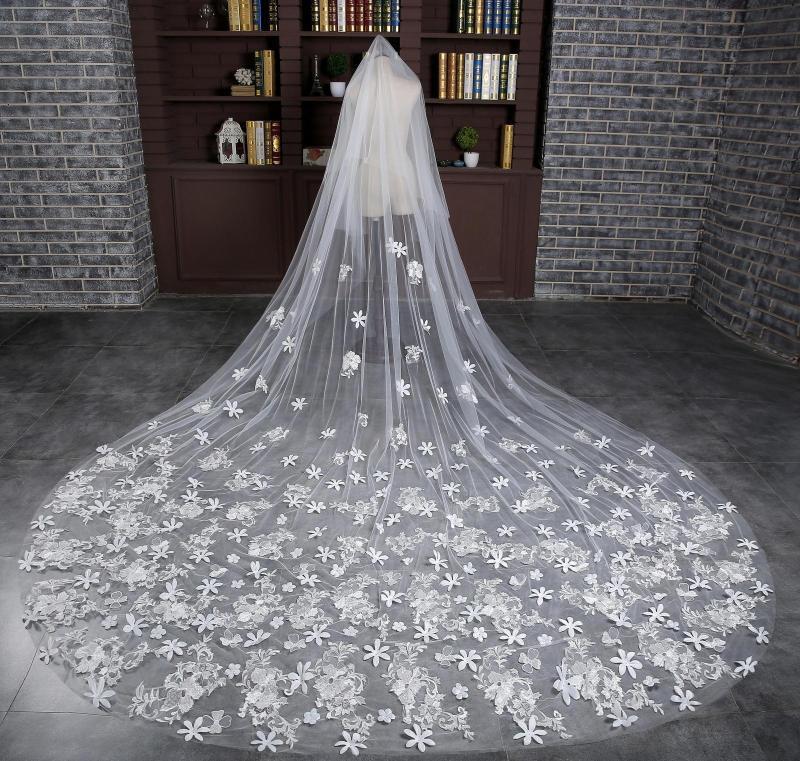 Bridal Veil Lace 3 Meters Long Tail Veil Soft Yarn Long Veil