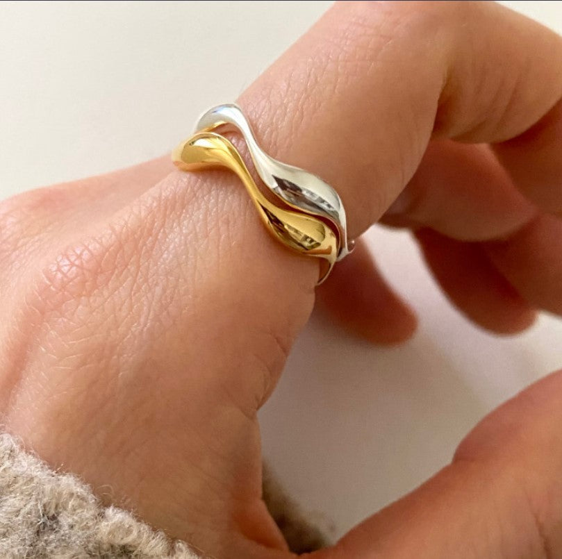 925 Sterling Silver Simple Temperament Wild Natural Curve Ring