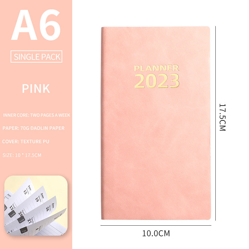 English Schedule Book 365 Days Time Management Daily Planner Leather Covered Notebook Efficiency Manual