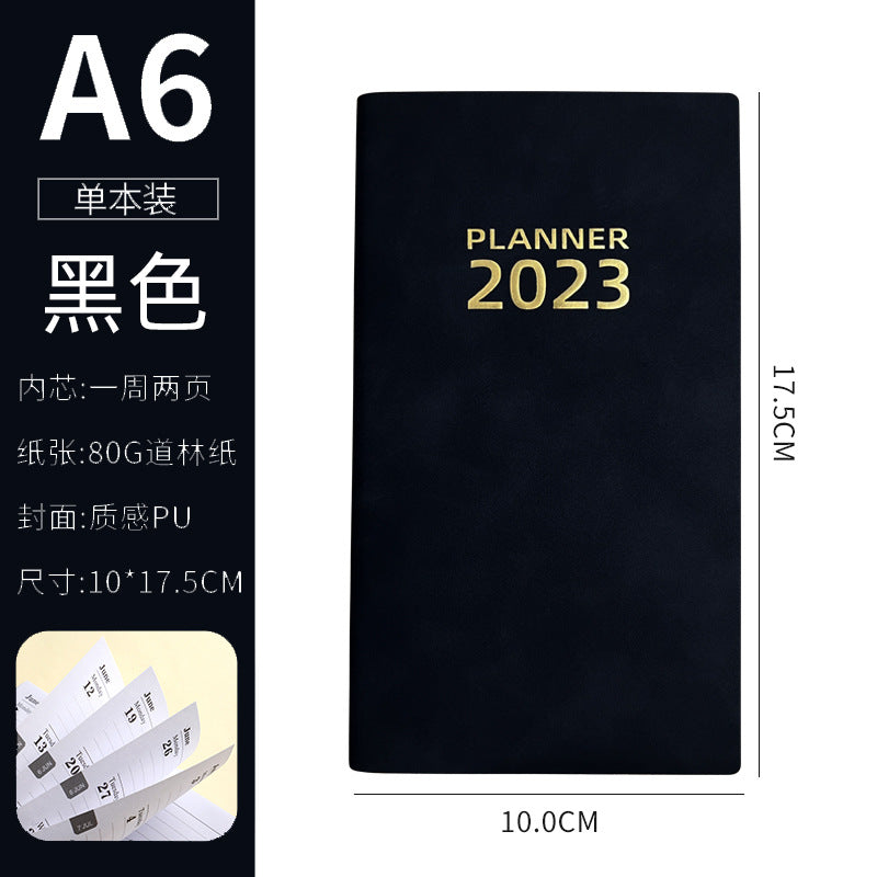 English Schedule Book 365 Days Time Management Daily Planner Leather Covered Notebook Efficiency Manual